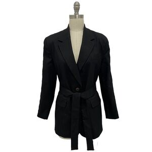 Women’s Lapel Blazer With Waist Belt Future Collective Black Size M